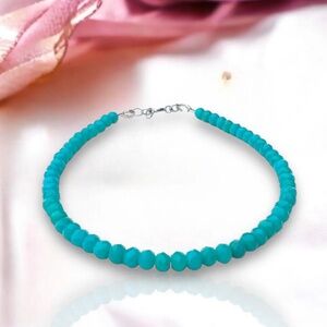 New Handmade 14k White Gold Arizona Turquoise Bracelet - Adjustable Fit